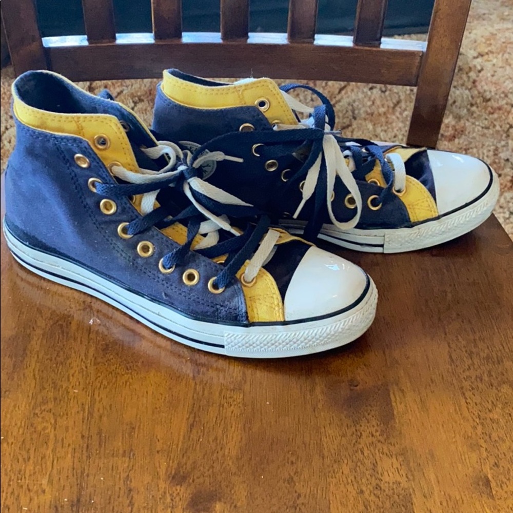 Navy and Yellow Converse High Top